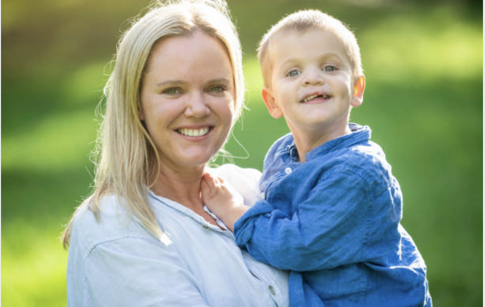 Cleft surgery patient with parent